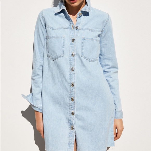 Zara light blue denim mini dress - Picture 3 of 4